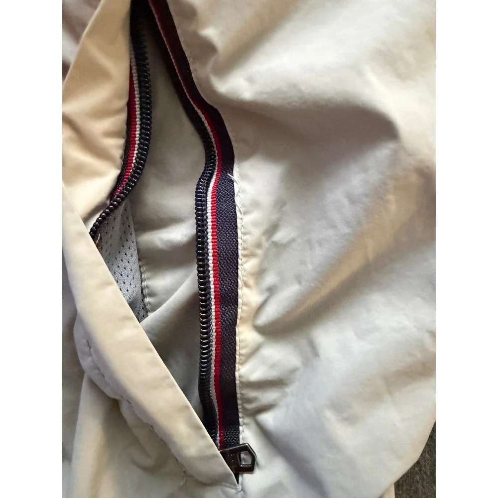 Tommy Hilfiger Mens Windbreaker Jacket Beige Water Resistant Hooded Sz L